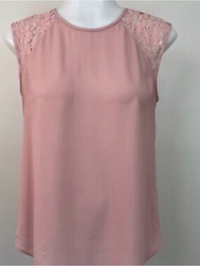 Women's jcrew Pink Lace Shoulder Sleeveless Top